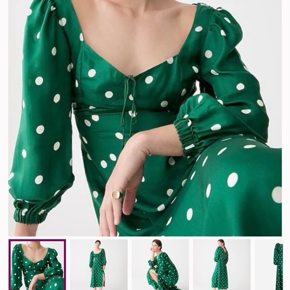 J.Crew Sweetheart long-sleeve midi dress in polka dot - Picture 7 of 7